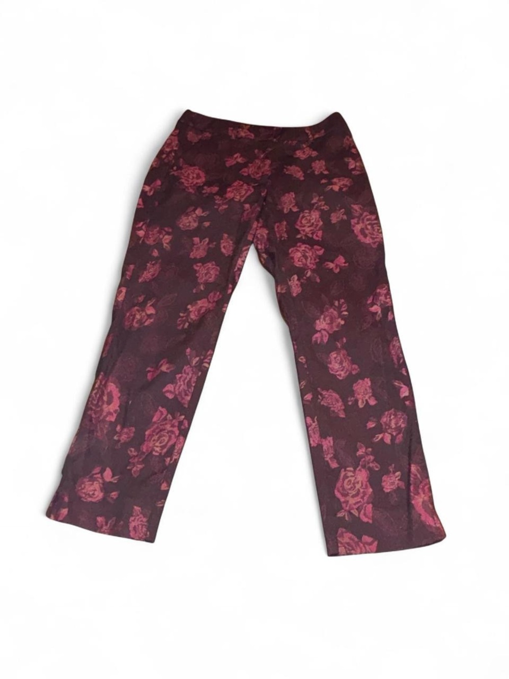 White House Black Market Burgundy & Pink Floral Leggings